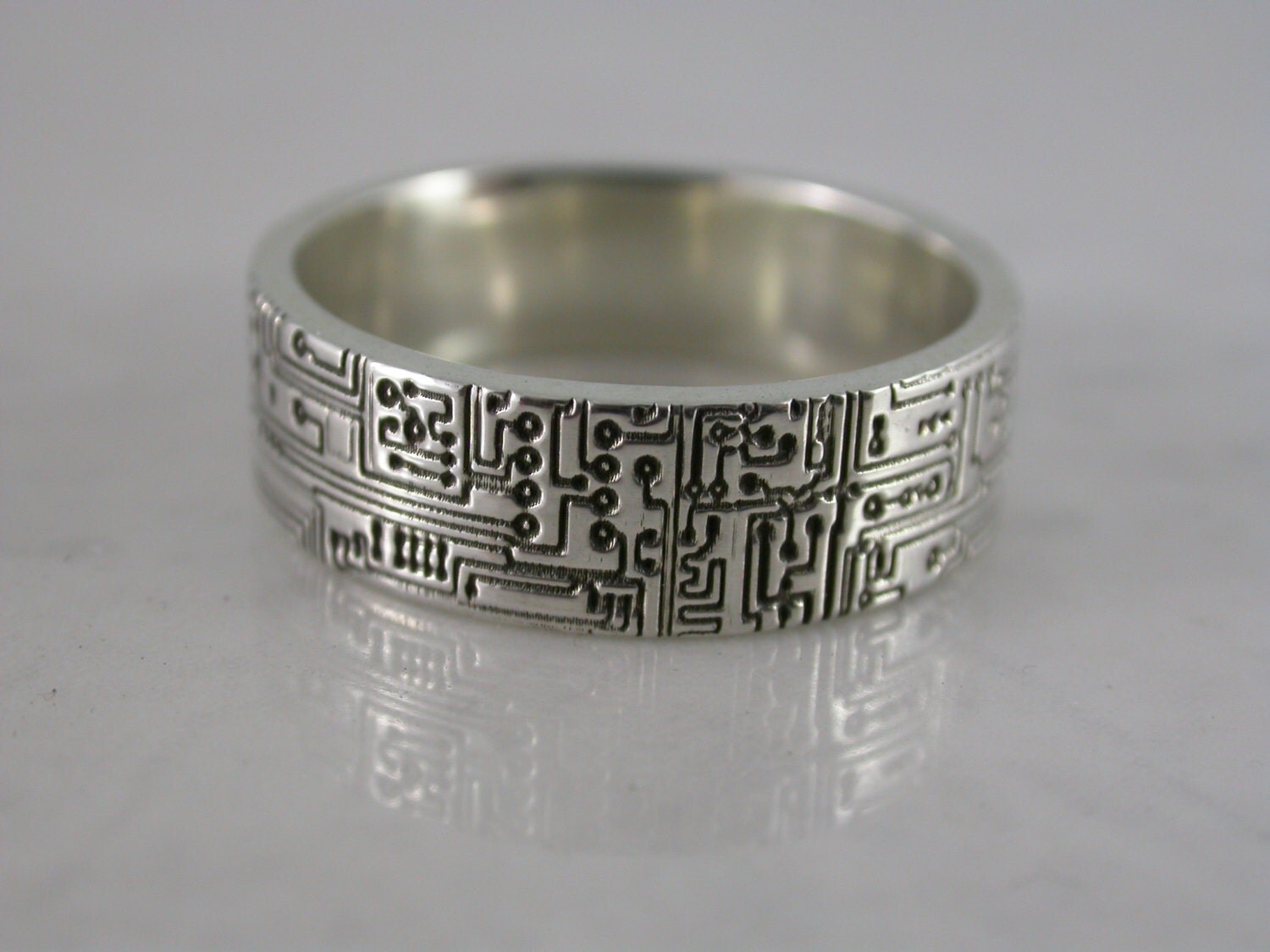 Circuit Board Ring Sterling Silver Bronze Stainless Steel