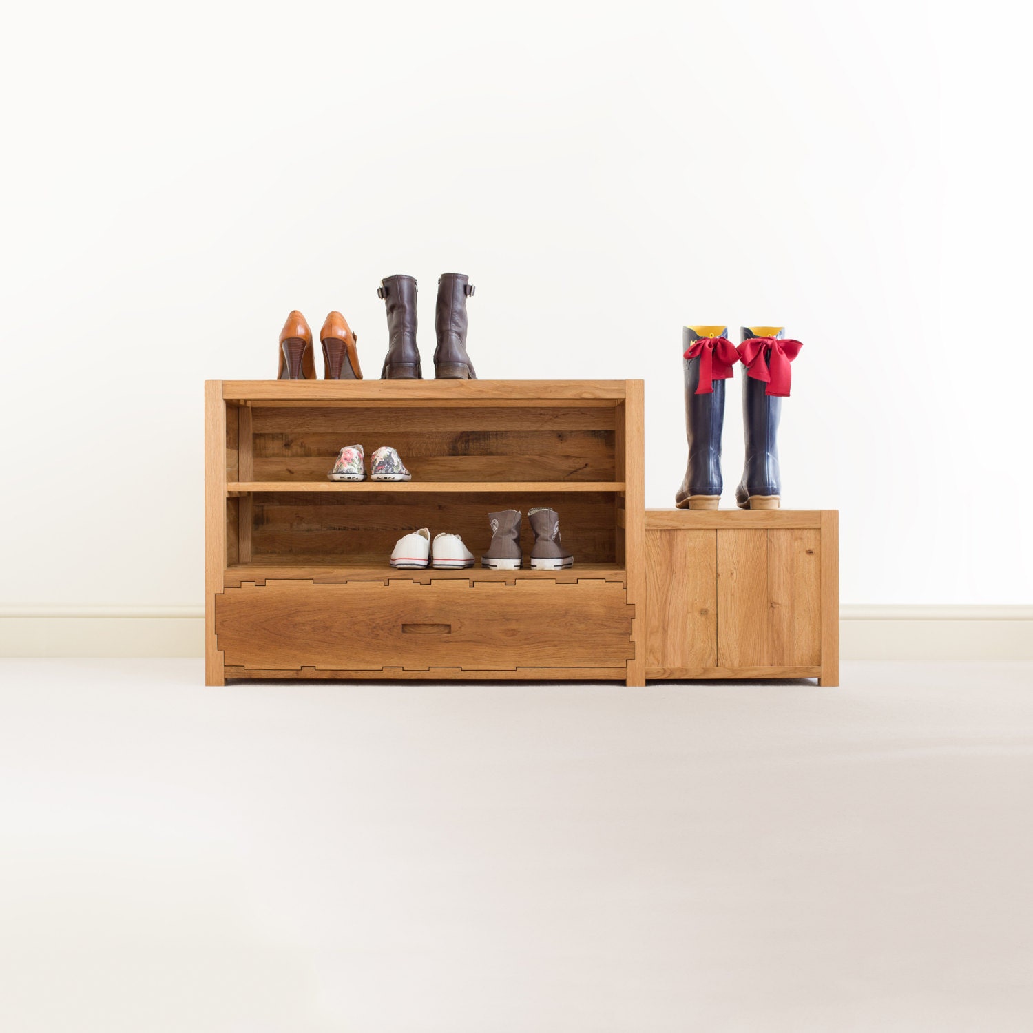 Shoe Rack Entryway Furniture Solid Oak Wood Bench