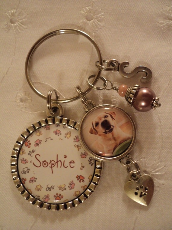 Personalized pet dog key chain with charms by chaleybrooke on Etsy