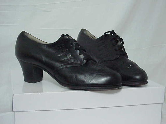1940s Black Leather Oxfords Wicked Witch of the West Shoes