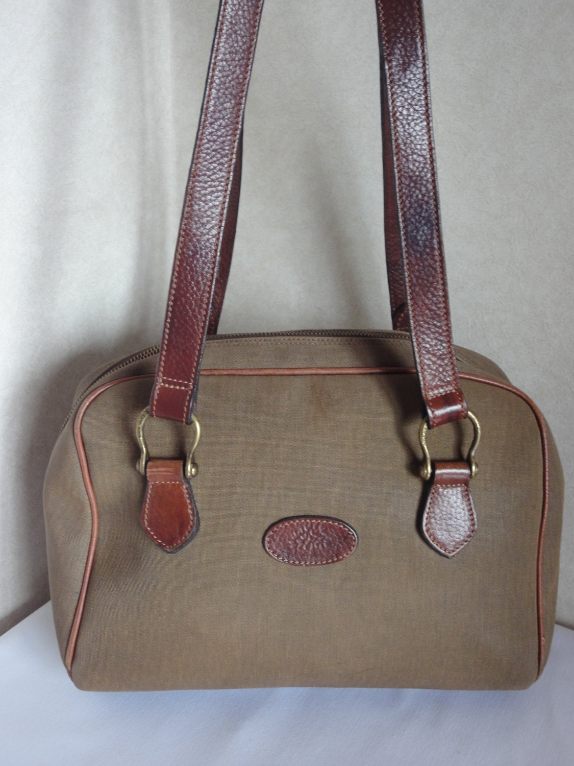 Vintage Mulberry khaki shoulder bag with fabric and by eNdApPi