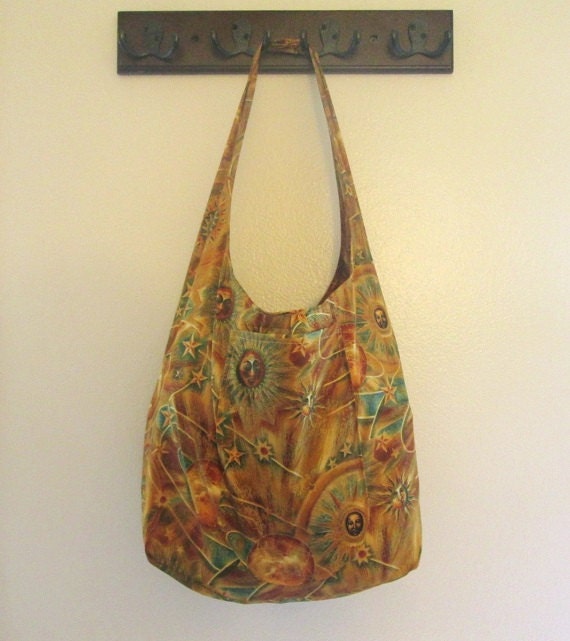 Celestial Fabric Tote Bag Slouch Style Over the Shoulder Bag