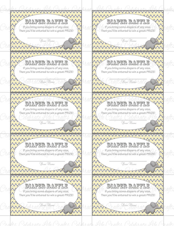 Printable Diaper Raffle Tickets Baby Shower Instant Download