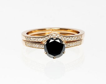 yellow gold with black wedding ring