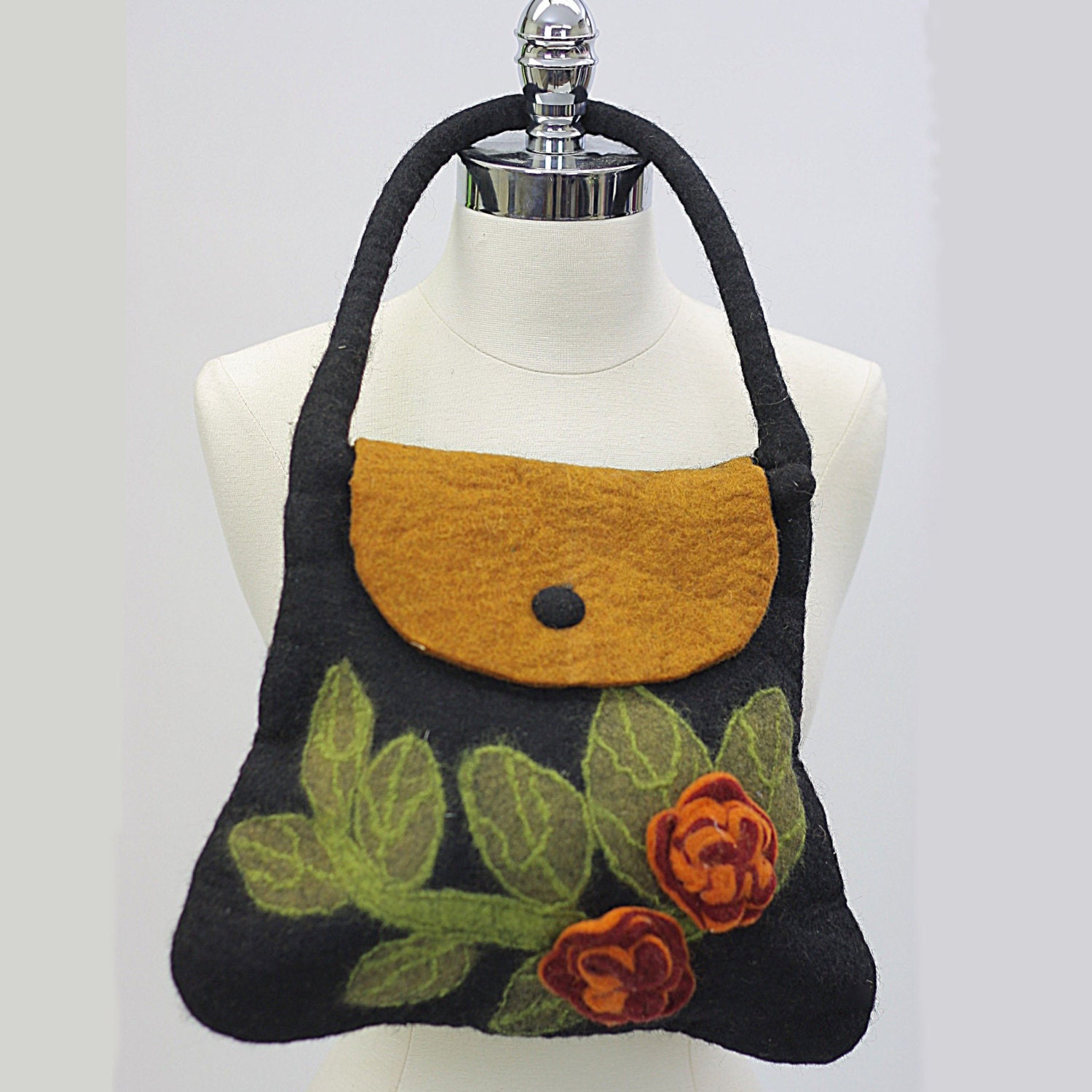 Hippie purse Vintage Boho handbag Art bag Floral crafted