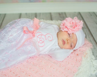 Baby Girl Coming Home Outfit, Take Home Outfit, Going Home Outfit, Baby Layette, Newborn Dress, Embroidered