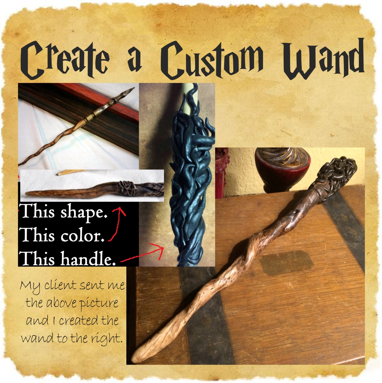 CUSTOM WAND Harry Potter wand Custom wizard by MadDragonStudio