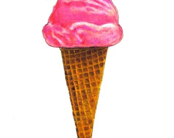 Ice Cream Cone Print: Digital print of an original drawing available 5x7" or 8x10"