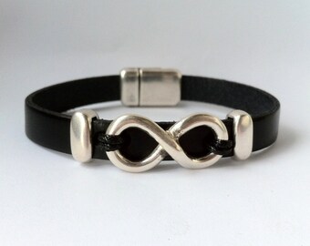 Leather bracelet. Mens Infinity symbol bracelet leather. by HITUK