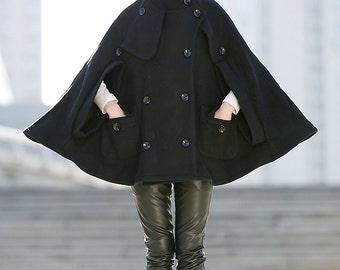 Black cape coat | Etsy