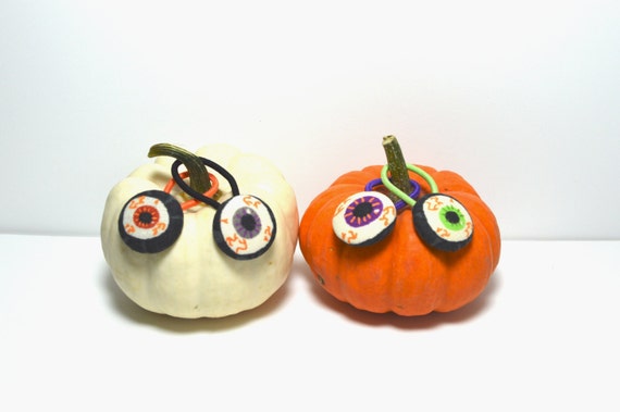 Set of 2 Small Halloween Hair Elastics / Eyeball Hair Ties /Button Hair Elastics/