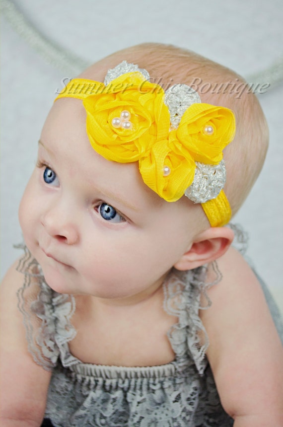 Bright Yellow Baby Headband Infant Headband Newborn