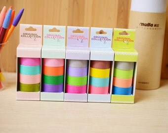Solid Color Washi Tape Set - Japanese Washi Tape - Masking Tape - Deco Tape - Filofax - 4 Rolls