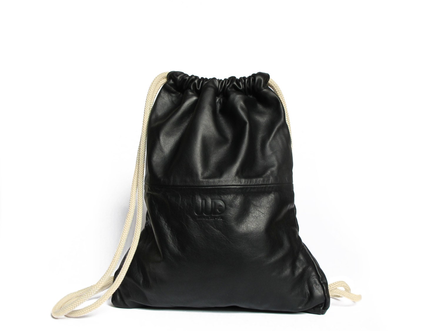 Black leather backpack purse multi leather bag SALE by JUDtlv