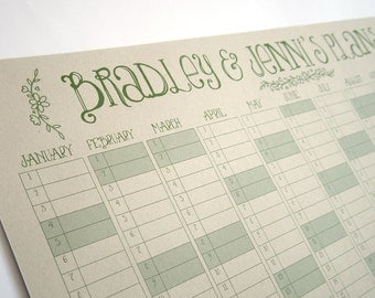 Eco Flowers, Personalised Wall Calendar, Study Planner, Year Wall Planner, Family Planner, University Planner, Office Planner, Memo Board