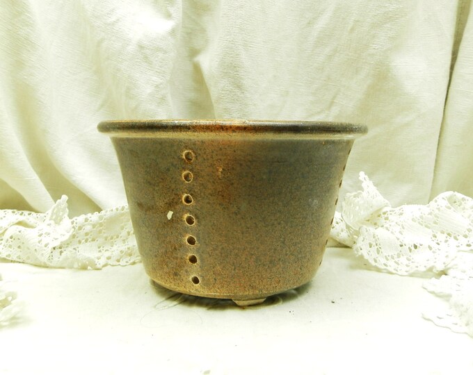 Large Antique French Glazed Ceramic Cheese Strainer / French Country Decor / Shabby Chic / Retro Vintage Home Interior / European / House
