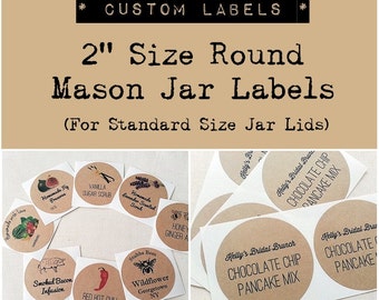 2" Custom Mason Jar Labels Stickers. Wedding Favor Labels. Product Labels. Custom Round Stickers. Kraft Round Labels. Once Upon Supplies