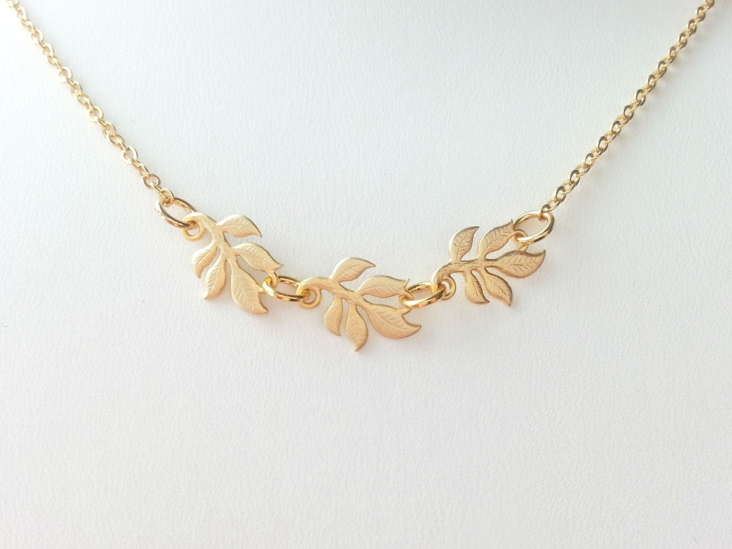 Gold leaf necklace simple necklace small necklace gold