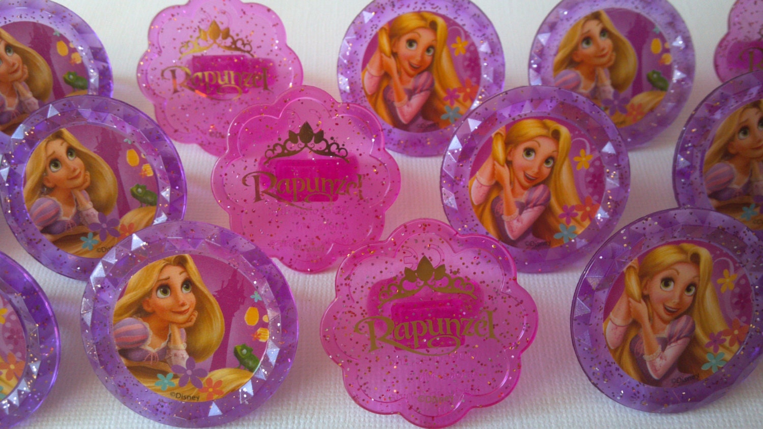 Rapunzel Tangled cupcake rings picks or cake toppers perfect