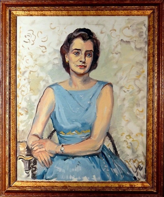 Exquisite ca.1930 Frank Stanley Herring Lady Portrait Painting