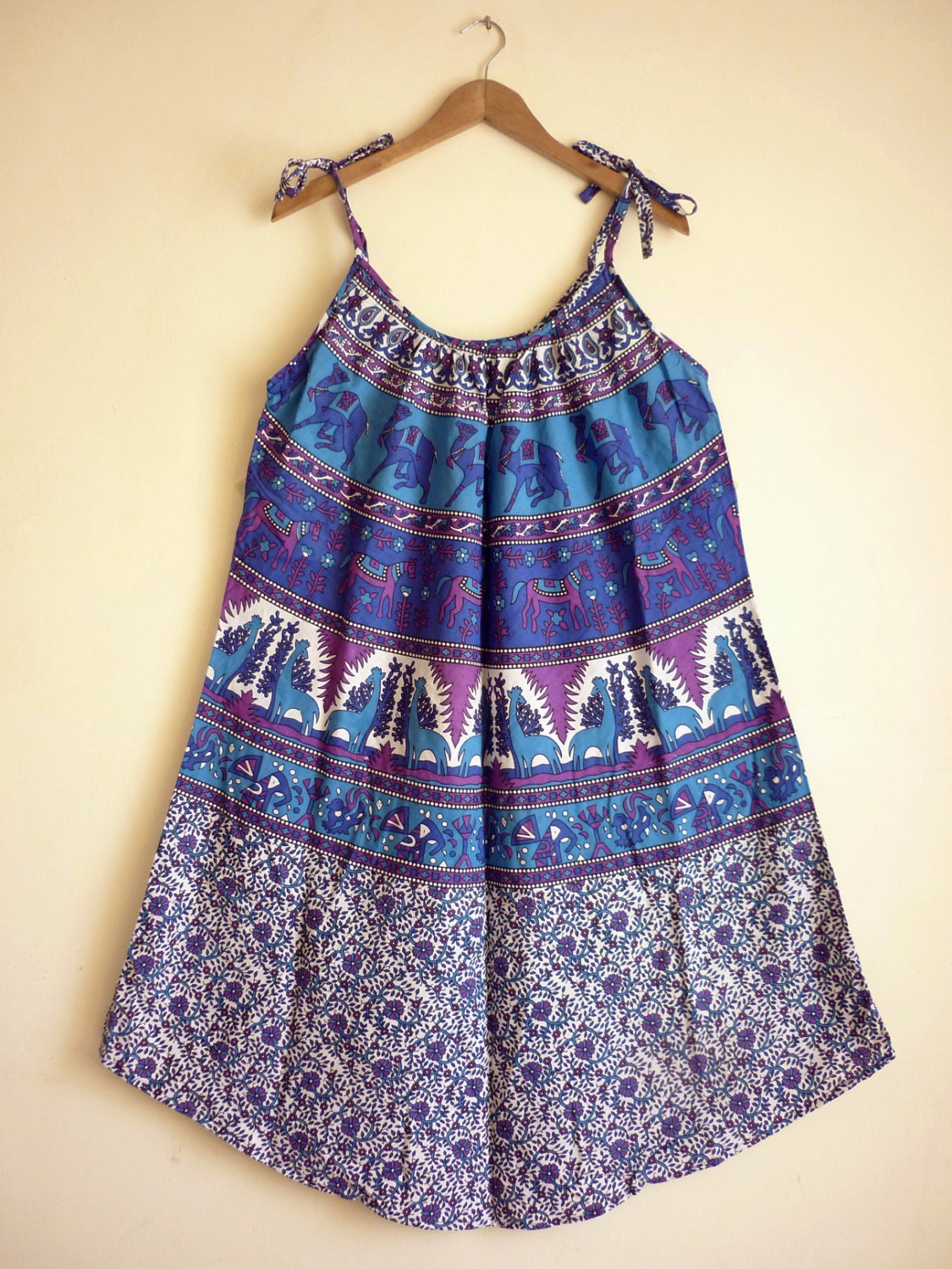 Hippie dress Beach cover up Sundress bohemian dress blue