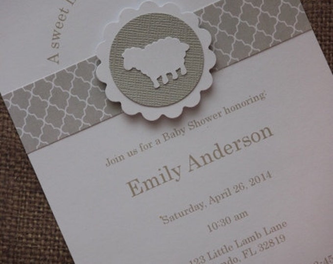 50x Little Lamb Baby Shower Invitations with Envelope