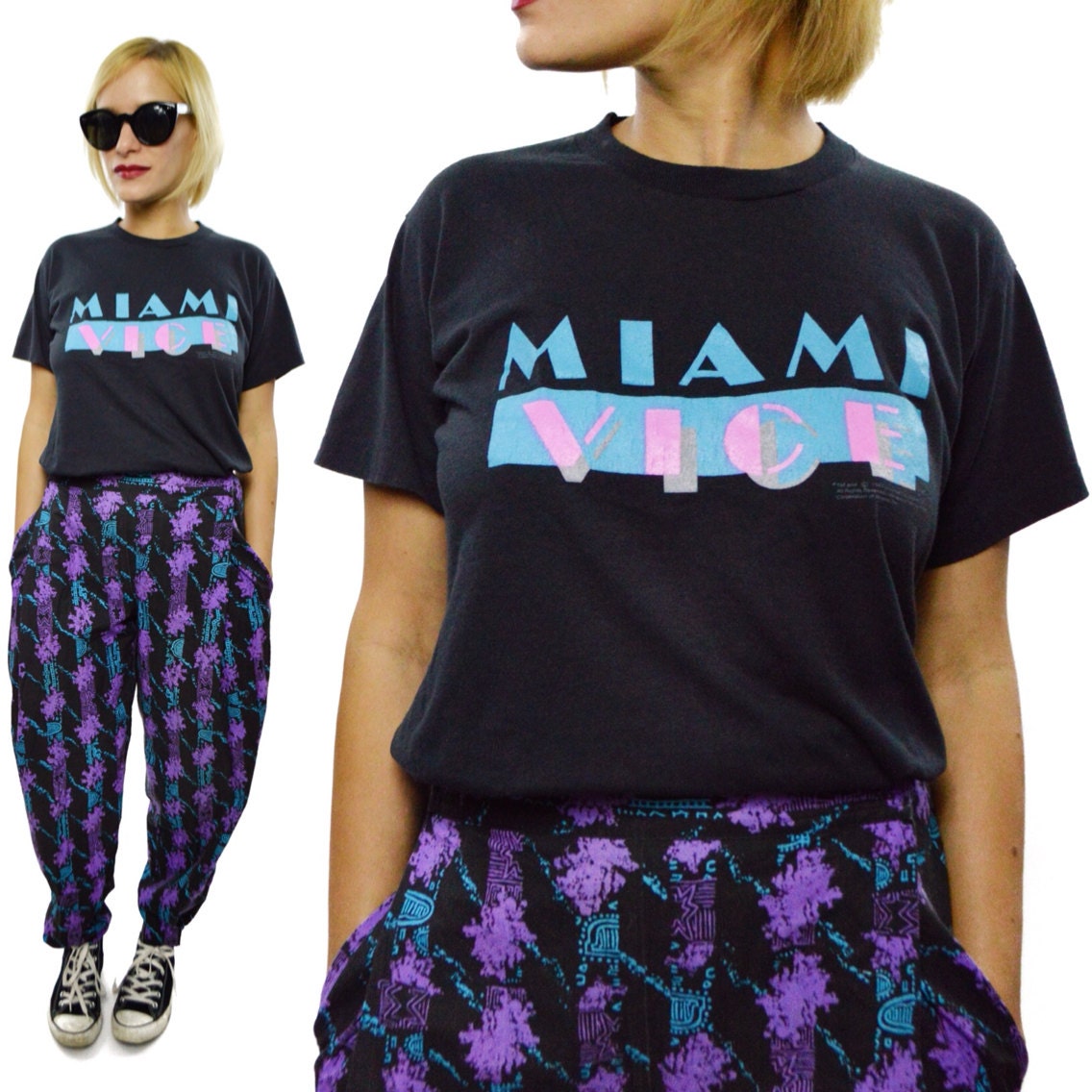 Vintage 80s Miami Vice Black Promotional 50/50 T Shirt by ...