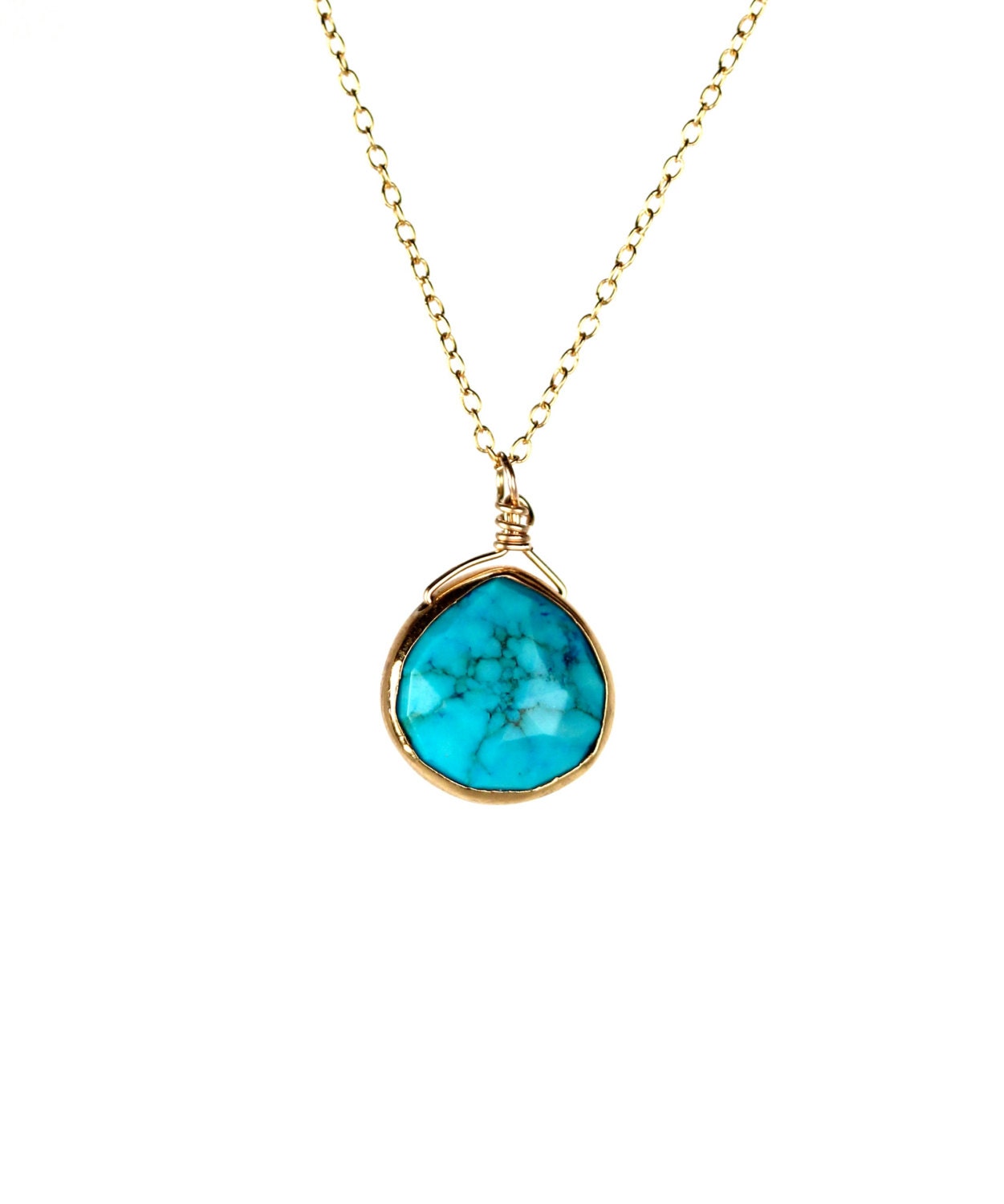 Turquoise necklace turquoise teardrop necklace by BubuRuby