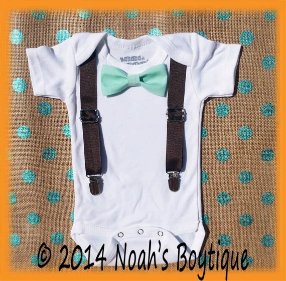 Infant Boy Preppy Clothing - Tan Bow Tie Brown Suspenders - Baby Boy ...