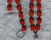 Catch of the Day - Red Malachite Frog Pendant, Red Jasper, Hematite, Sterling Silver Necklace
