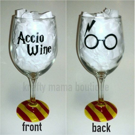 Accio Wine Harry Potter Hand Painted Wine by kraftymamaboutique