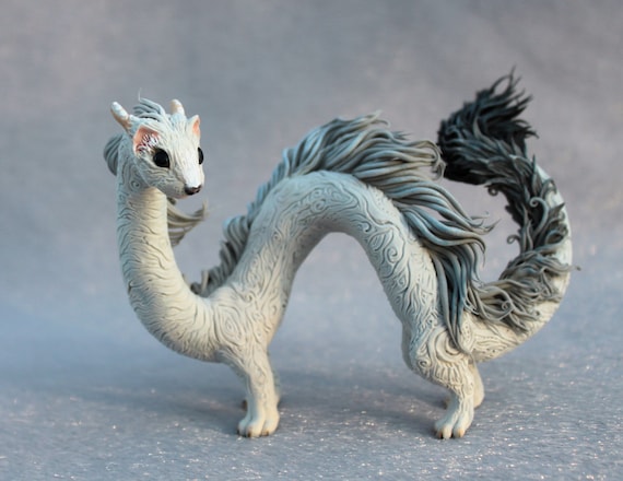 Ermine Eastern Dragon Spirit Elemental Fantasy Figurine Dragon Sculpture Fantasy Animal Creature