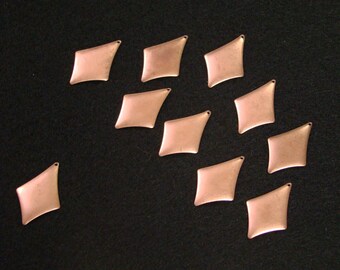 Ten Antique Copper Diamond Metal Blanks for Stamping