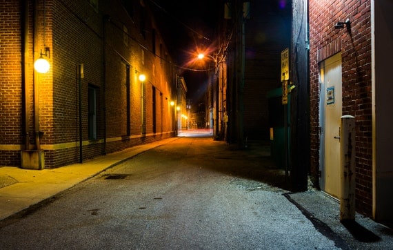 Items similar to Dark alley at night in Hanover, Pennsylvania - Urban ...