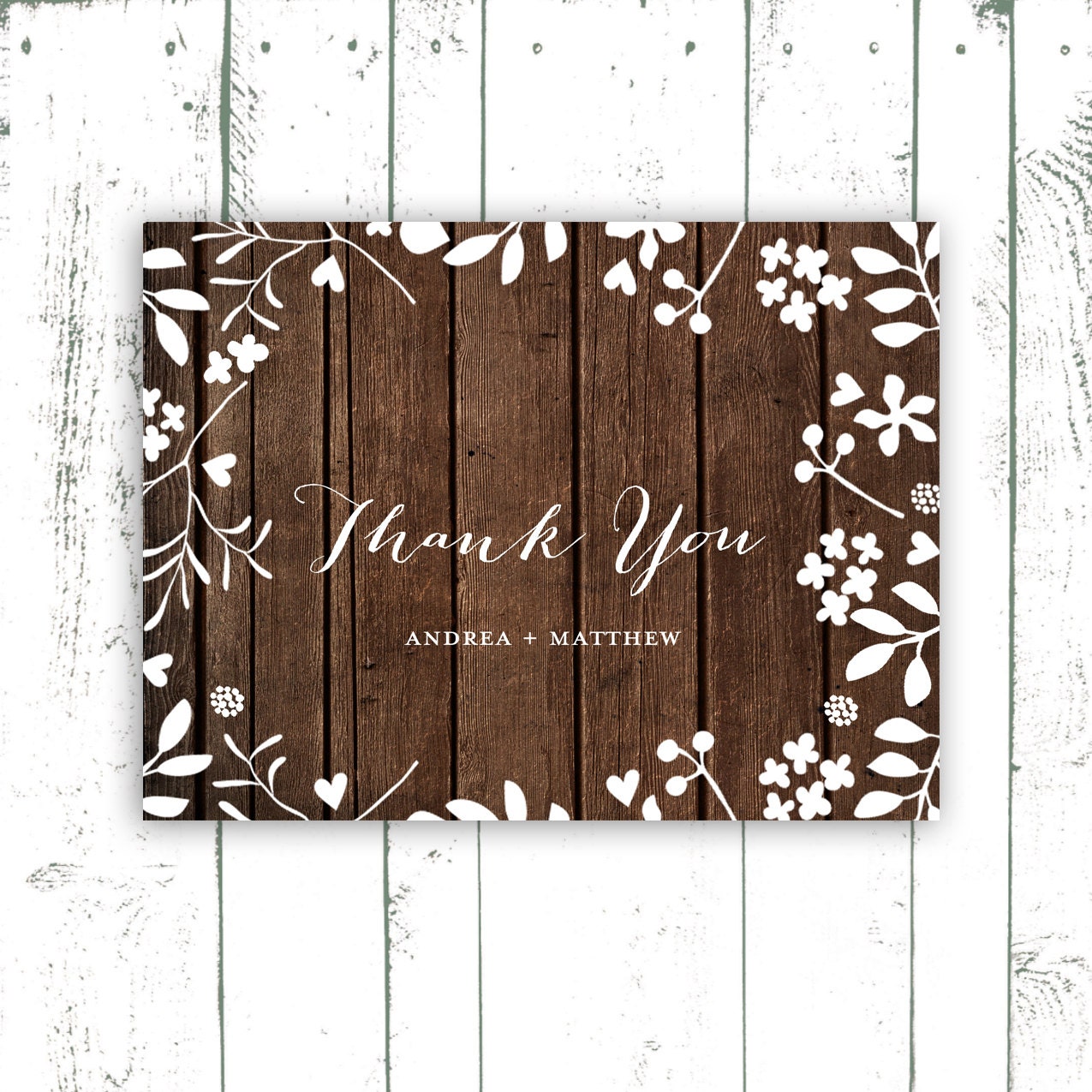 Wood Wedding Thank You Cards Rustic Thank You by MooseberryPaperCo