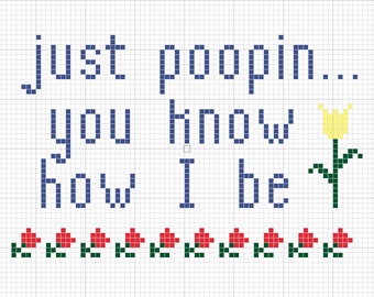 The Office Cross Stitch Pattern - Just Poopin - Instant Download PDF Pattern