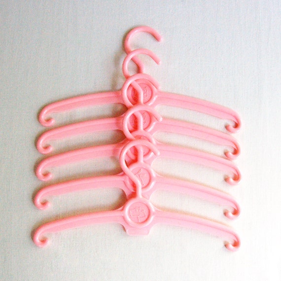 Children's Clothes Hangers, Rare, Vintage 1950's Pink Plastic, Baby Clothes Hangers (set of 5)