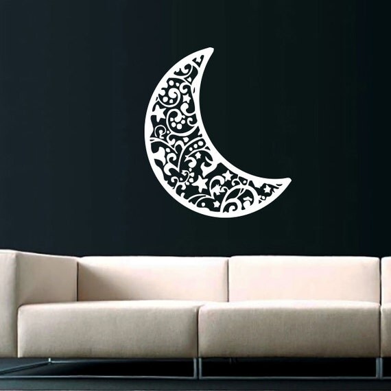 Sky Moon Wall Decal Half Moon Crescent Decals by SuperVinylDecal
