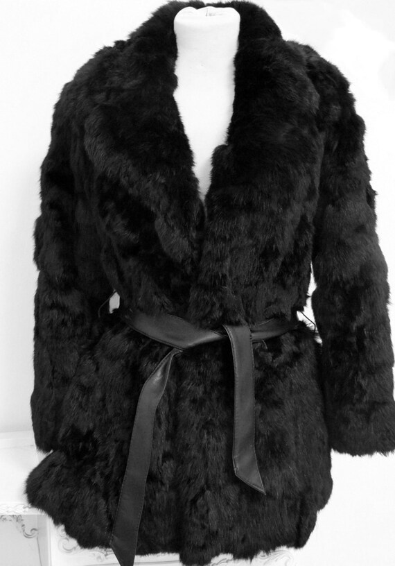 SPECIAL SALE Black Rabbit Fur Coat Soft & Rich Black Fur by OrlyLa