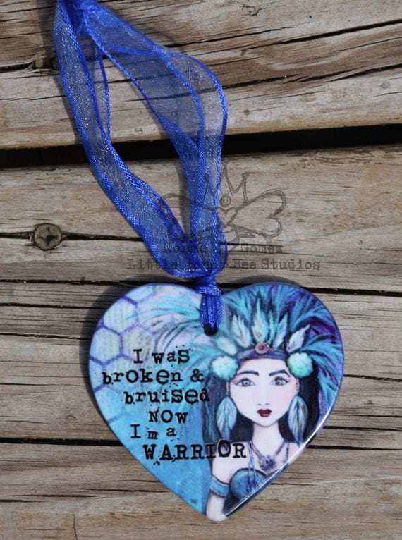 Porcelain Heart Shaped Ornament: Warrior