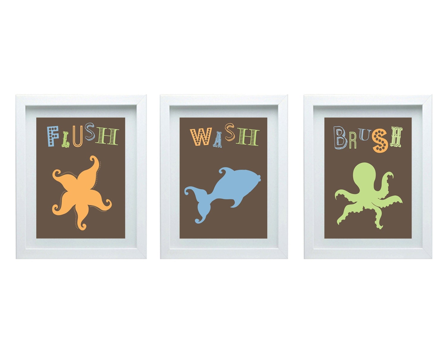  Boys  Bathroom  Wall  Decor  Bathroom  Rules Starfish Octopus Fish