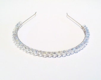 Sparkly Clear Crystal Headband, Beaded Wedding Alice Band With A Moonlight Sparkle, Flowergirl Hair Band, Bridesmaid Headband,