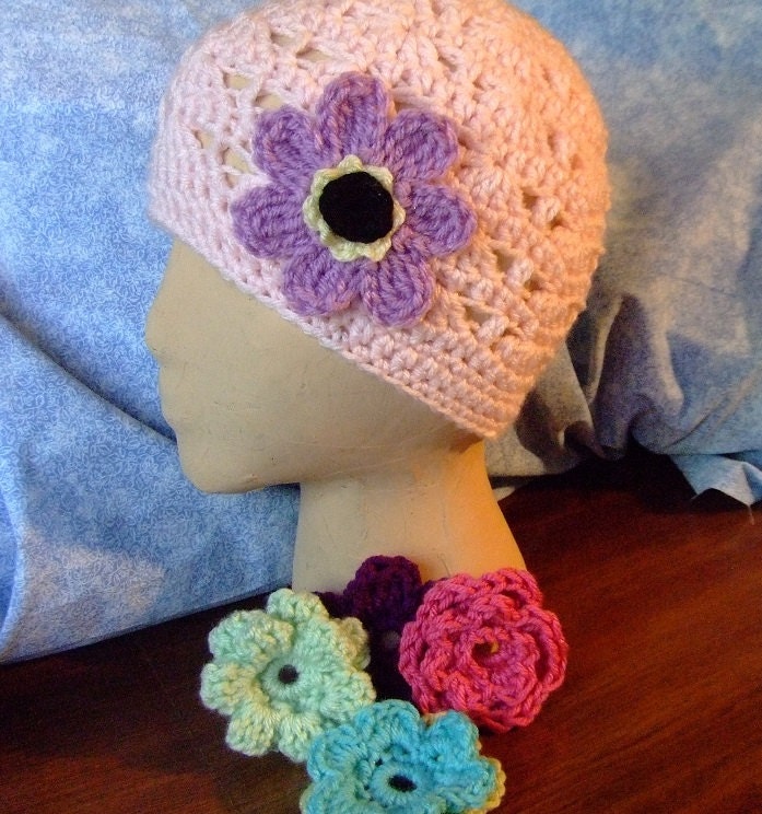 PATTERN Flower Beanie Crocheted
