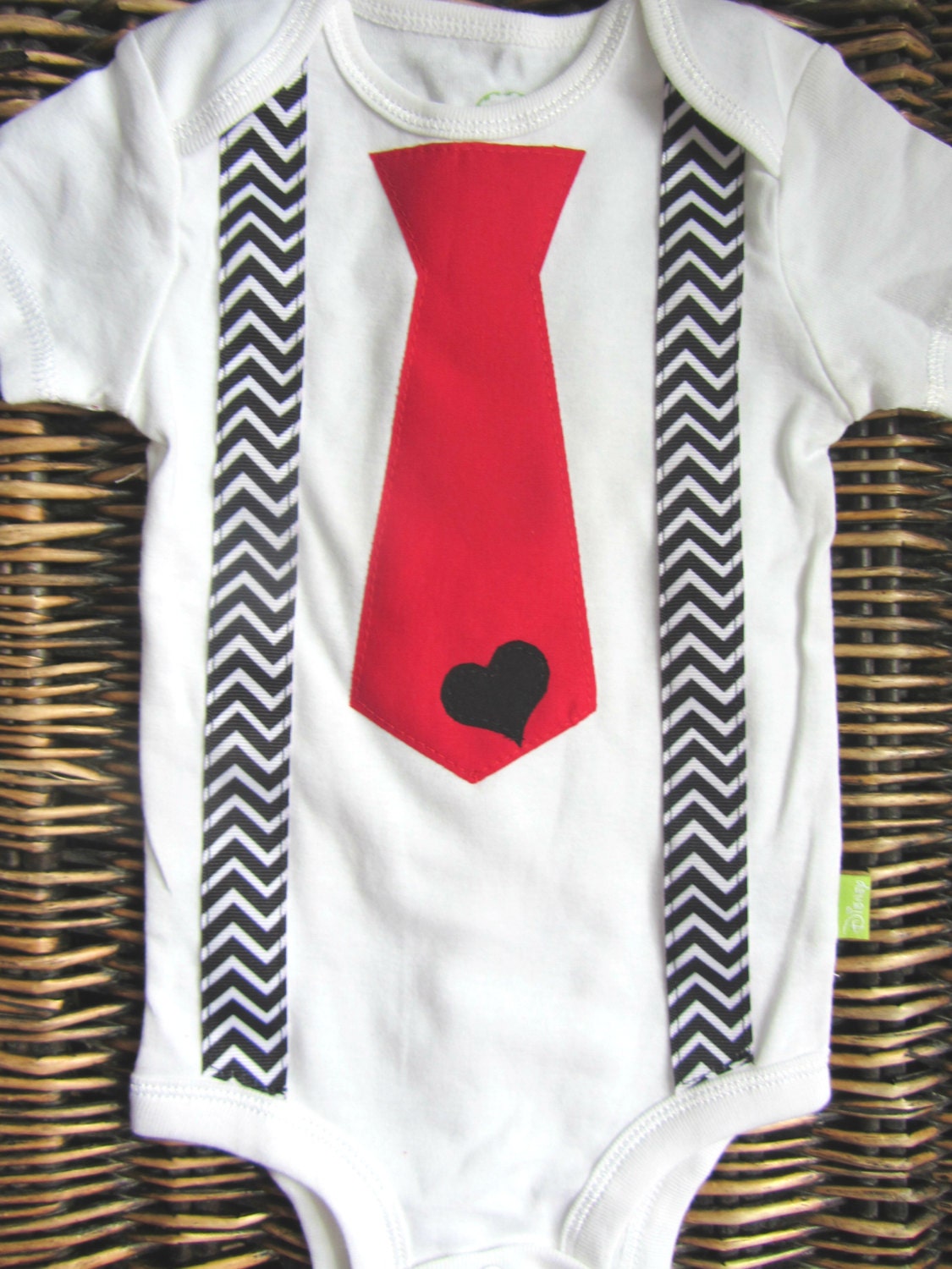 Baby Boy Clothes Black Chevron Suspenders and Red Tie Outfit