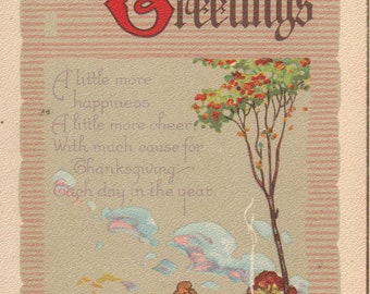 Vintage Thanksgiving Greetings Postcard UNUSED