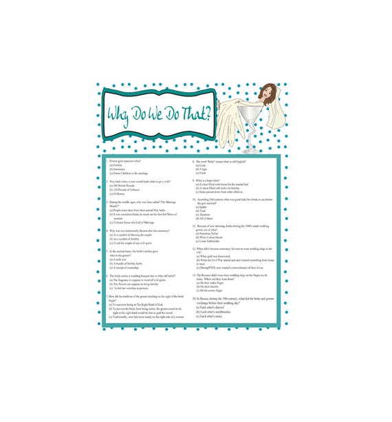 Printable Bridal Shower Game Why Do We Do That?