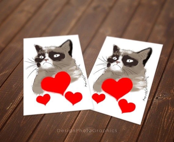Grumpy Cat Valentine's Day Lover card Instant