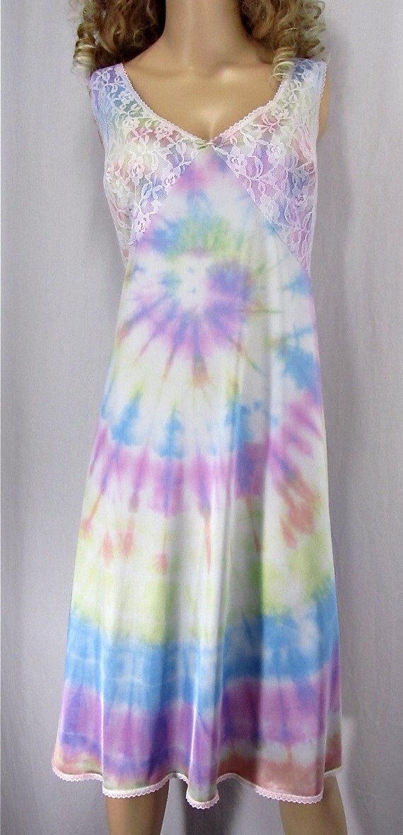 Tie Dye Nightgown Size 50 Plus Size Lingerie Upcycled Slip