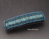 Seed Bead Embrodiery Barrette Blue Geometric Beaded Hair Accessory Fashion Style Beadwoven Hair Clip Hair Pin