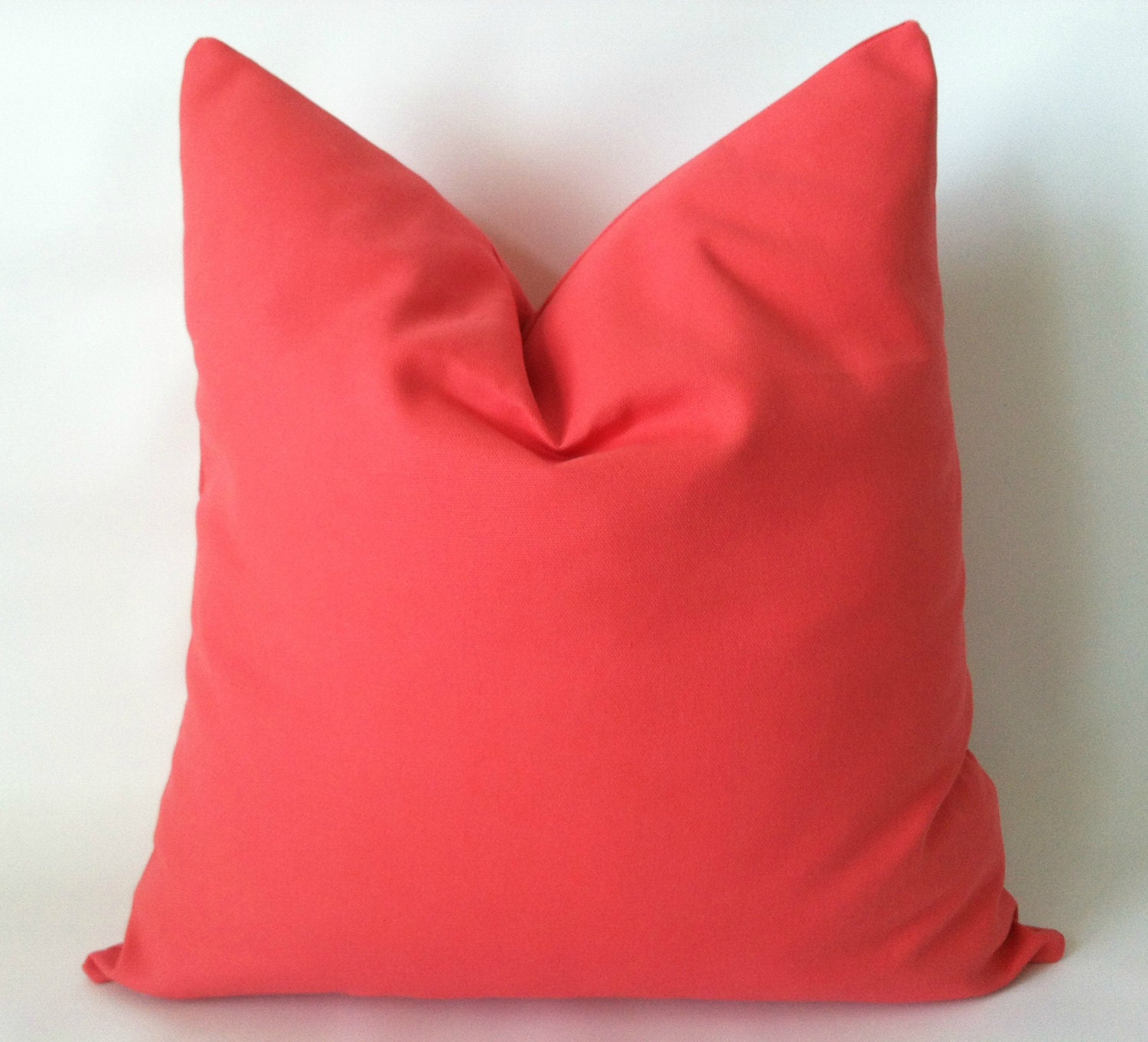 Coral Euro Sham Pillow Cover 24 x 24 Solid by TheSeafoamCottage